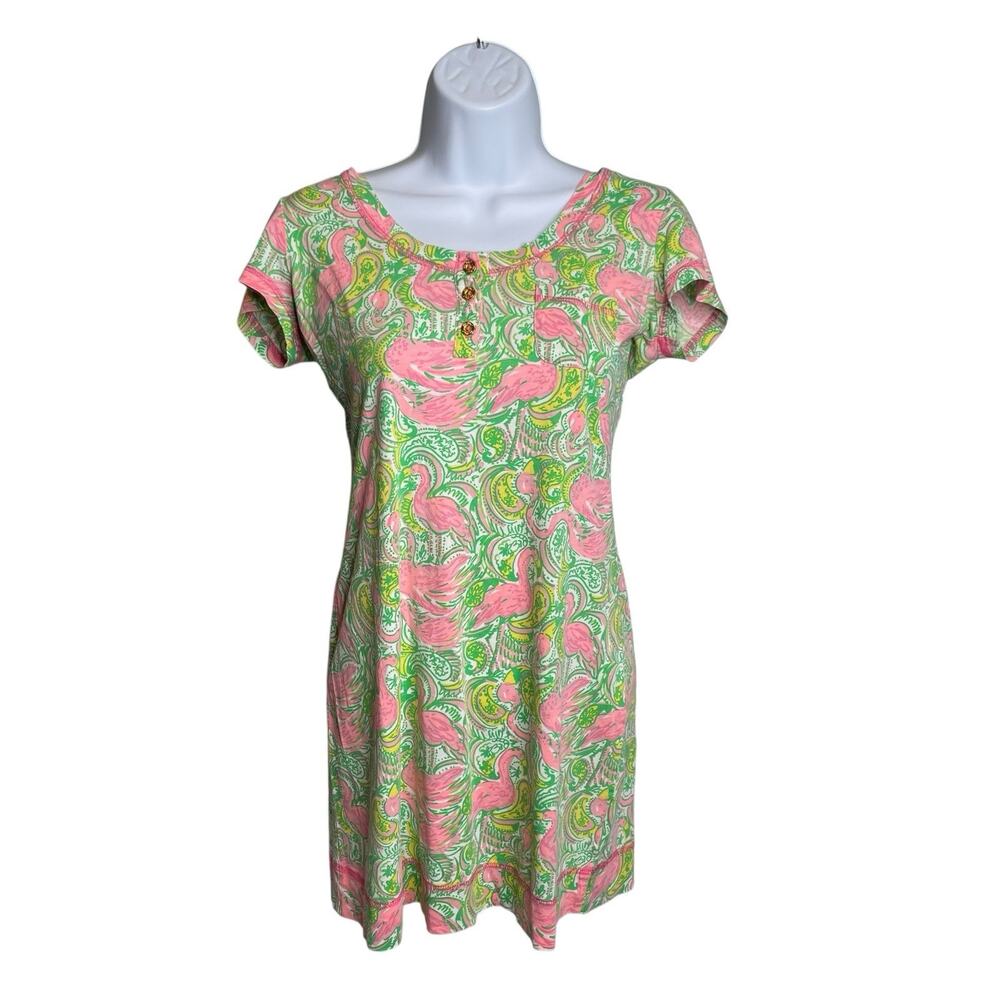 Lilly Pulitzer Women's Britton Flamingo Hot Wings Print Dress Size S